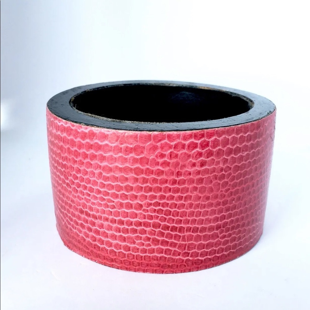 2/$20 Wide Snakeskin Chunky Wooden Bangle Bracelet Coral Red